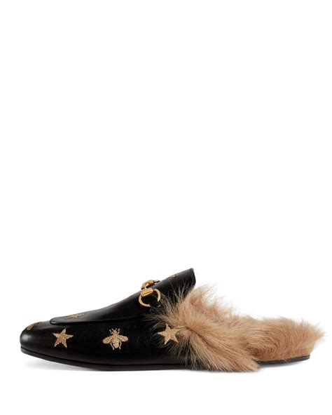 gucci princetown embroidered mule|Gucci princetown fur sale.